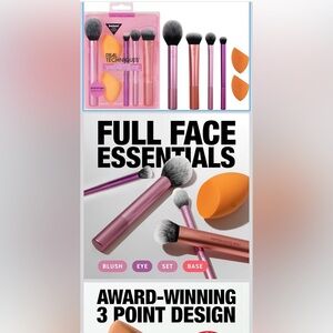 New in package Real Techniques Pink Makeup Brush Set with Orange Blending Sponge